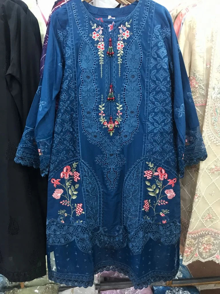 Premium Embroidered Cotton Lawn 3 Piece Stitched Suit – Elegant Beige & Floral Ayesha Fashion Boutique