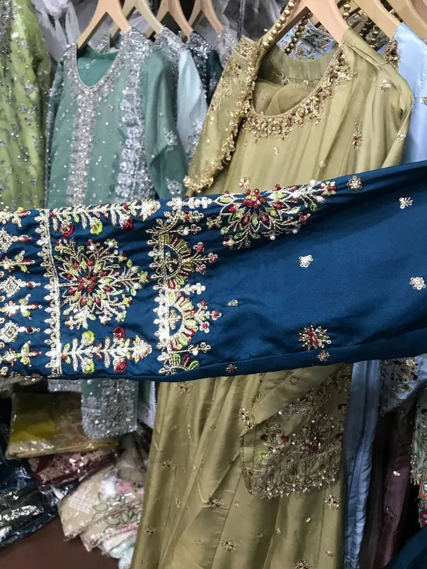 Elegant Embroidered Tassel Silk Maxi Dress 3 Piece - Stitched (S to XL) Ayesha Fashion Boutique