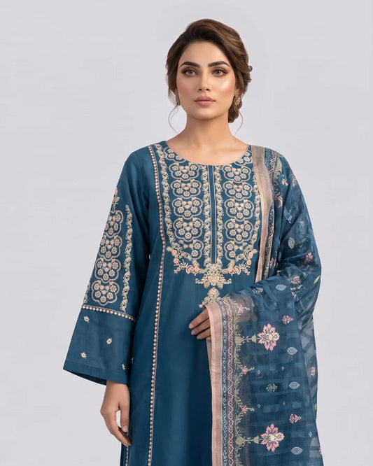 3-Piece Stitched Embroidered Lawn Cotton Suit Ayesha Fashion Boutique