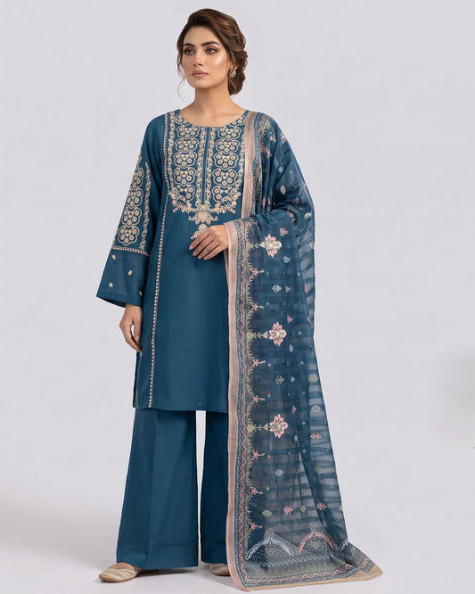 3-Piece Stitched Embroidered Lawn Cotton Suit Ayesha Fashion Boutique