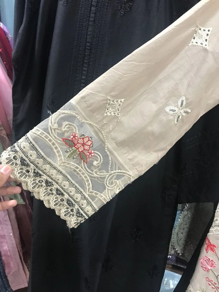 Premium Embroidered Cotton Lawn 3 Piece Stitched Suit – Elegant Beige & Floral Ayesha Fashion Boutique