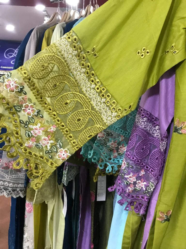 3-Piece Stitched Embroidered Cotton Lawn Suit | Shirt, Trouser & Dupatta Ayesha Fashion Boutique