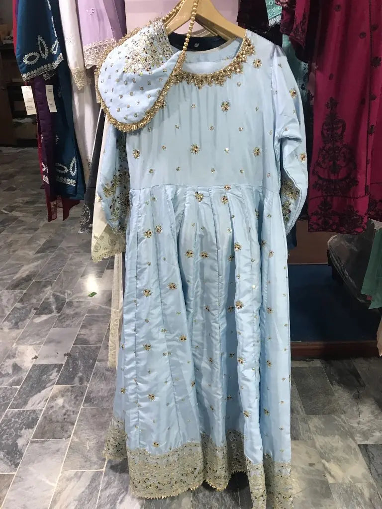 Elegant Embroidered Tassel Silk Maxi Dress 3 Piece - Stitched (S to XL) Ayesha Fashion Boutique