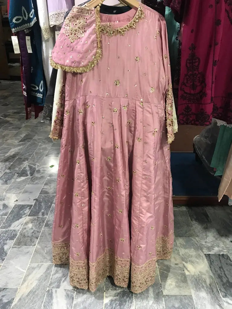 Elegant Embroidered Tassel Silk Maxi Dress 3 Piece - Stitched (S to XL) Ayesha Fashion Boutique