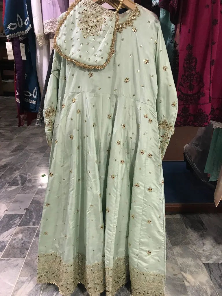Elegant Embroidered Tassel Silk Maxi Dress 3 Piece - Stitched (S to XL) Ayesha Fashion Boutique