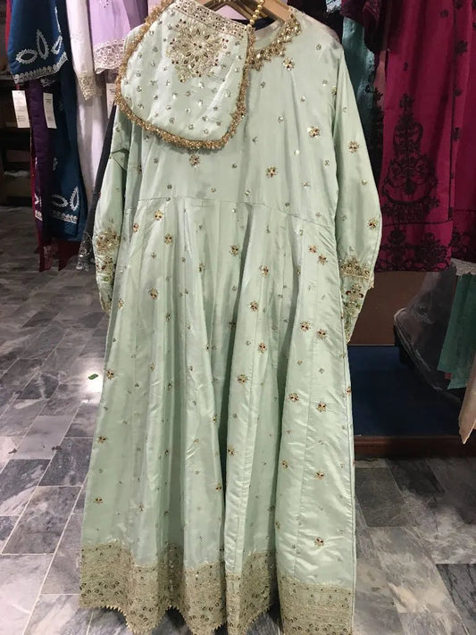 Elegant Embroidered Tassel Silk Maxi Dress 3 Piece - Stitched (S to XL) Ayesha Fashion Boutique