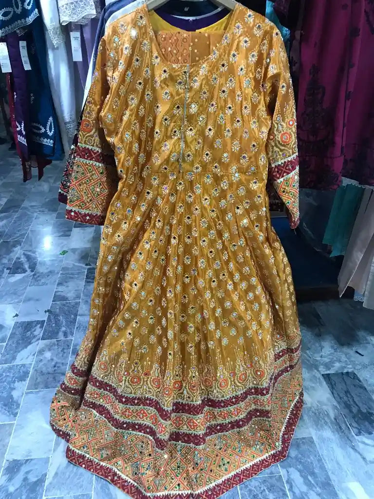 2 Piece Stitched Katan Silk Printed Maxi Set with Dupatta Ayesha Fashion Boutique