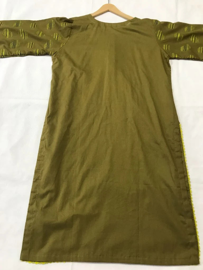 Women Olive Green Jacquard Stitched 2-Piece Suit – Standard Size | Free Delivery Ayesha Fashion Boutique