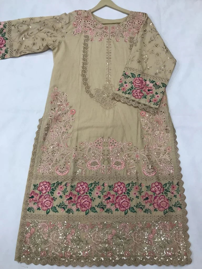 Floral Embroidered Cotton Lawn 3-Piece Stitched Suit with Printed Dupatta Ayesha Fashion Boutique