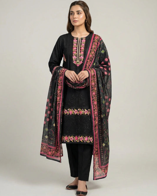 Luxury Embroidered Cotton Lawn 3-Piece Stitched Dress